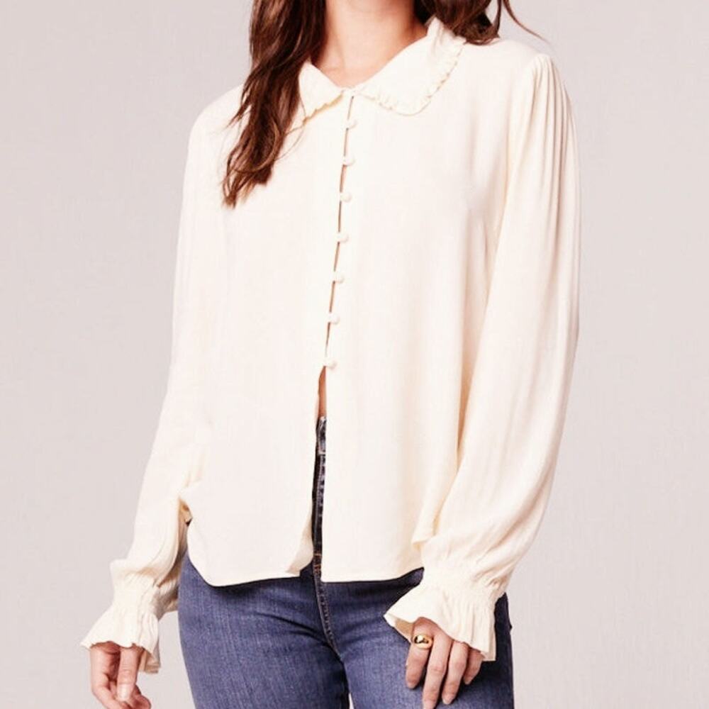 NWT B.O.G. Band of the Free Denise Ruffle Collar‎ Top Sz. M [8-10] Cream - Picture 5 of 14